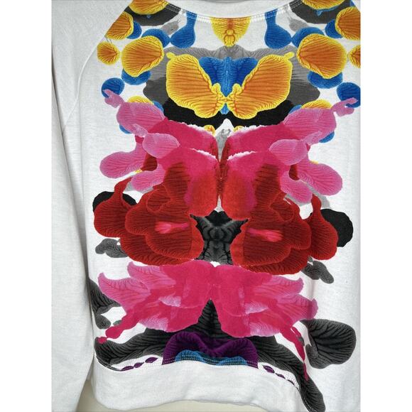Terez Women’s Sz Large White Multicolor Inkblot Cropped Sweatshirt Athleisure - Picture 3 of 9